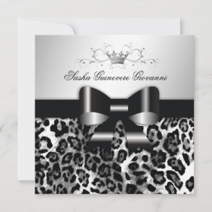 311- Chic Black Leopard Bow Söt 16 Inbjudningar