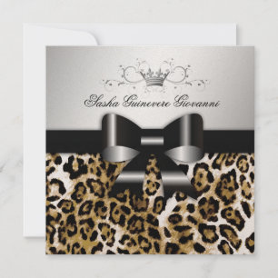311 Chic Brown Leopard Bow Metallisk Guld Inbjudningar