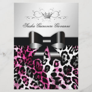311 Chic Shock rosa Leopard Bow Metallic Inbjudningar