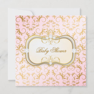 311 Ciao Bella Golden Cream Divine Rosa Baby Inbjudningar