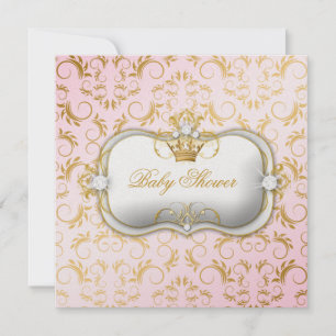 311 Ciao Bella Golden Divine Rosa Baby Shower Inbjudningar