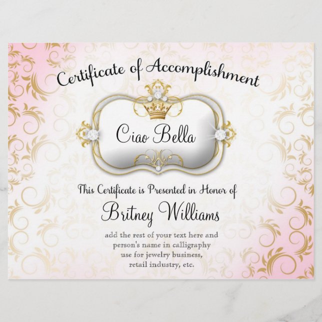 311 Ciao Bella-intyg om fullgörande (Framsida)