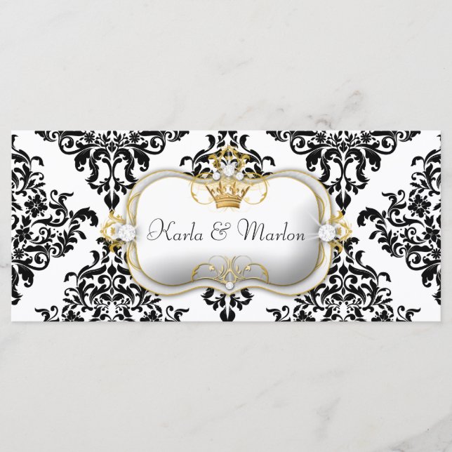 311 Ciao Bella Lovey Dovey Damask Wedding Program (Framsida)