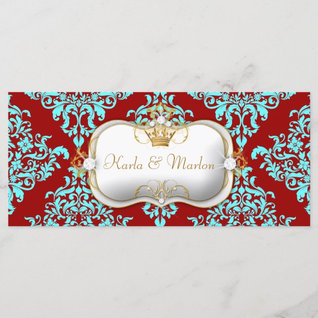 311 Ciao Bella Lovey Dovey Damask Wedding Program (Framsida)