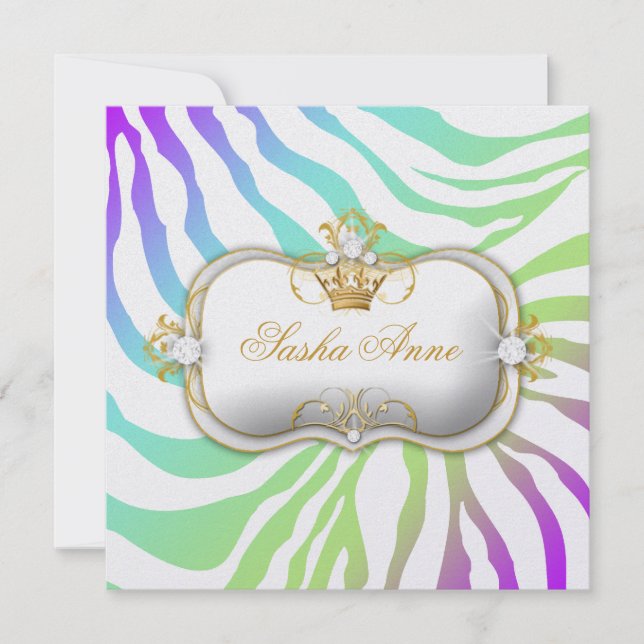 311 Ciao Bella Zebra Amethyst Rainbow Kiss Inbjudningar (Framsida)