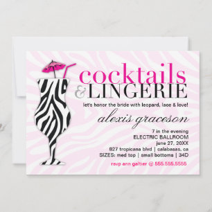 311 Cocktails & Lingerie Zebra Inbjudningar