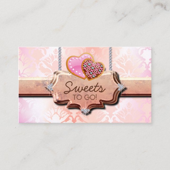 311 Cookies Bakery Cute Damask Peach Visitkort (Framsida)