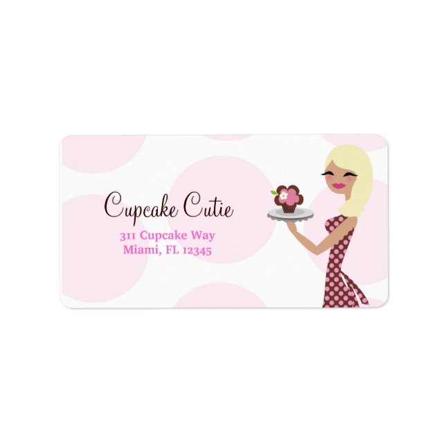 311-Cupkaka Cutie - Ljust Vågigt blond Adressetikett (Framsidan)
