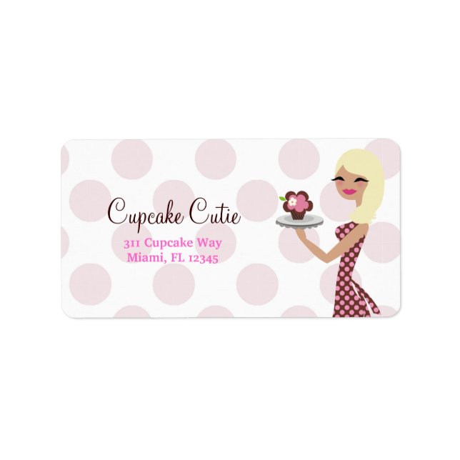 311-Cupkaka Cutie - Ljust Vågigt blond Adressetikett (Framsidan)