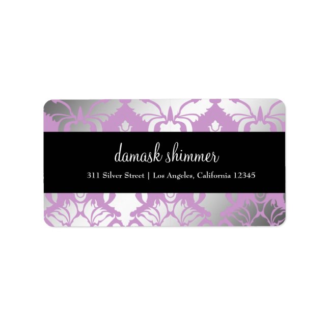 311-Damask Shimmer Lila-etikett Adressetikett (Framsidan)