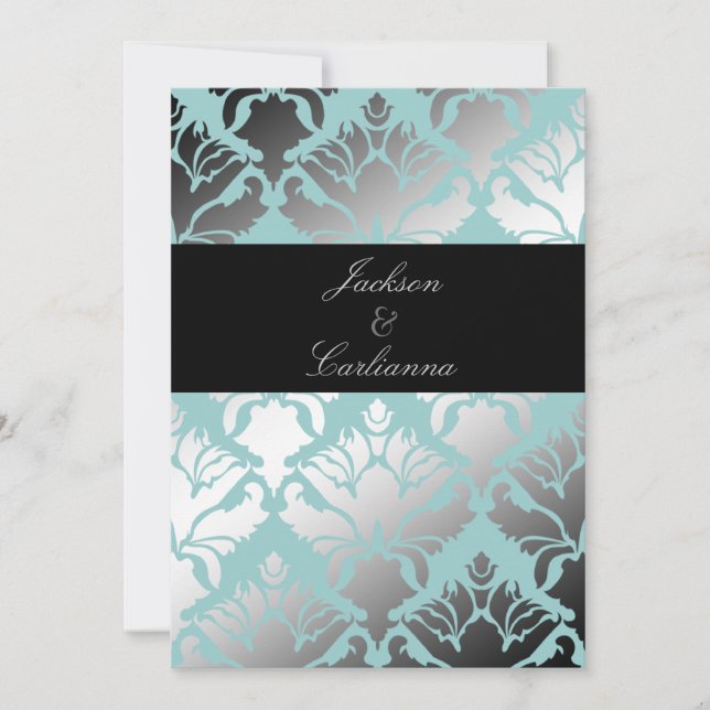 311-Damask Shimmer Mint Inbjudan (Framsida)