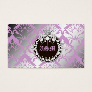 311-Damask Shimmer Queen Purple - Brown Medallion Visitkort