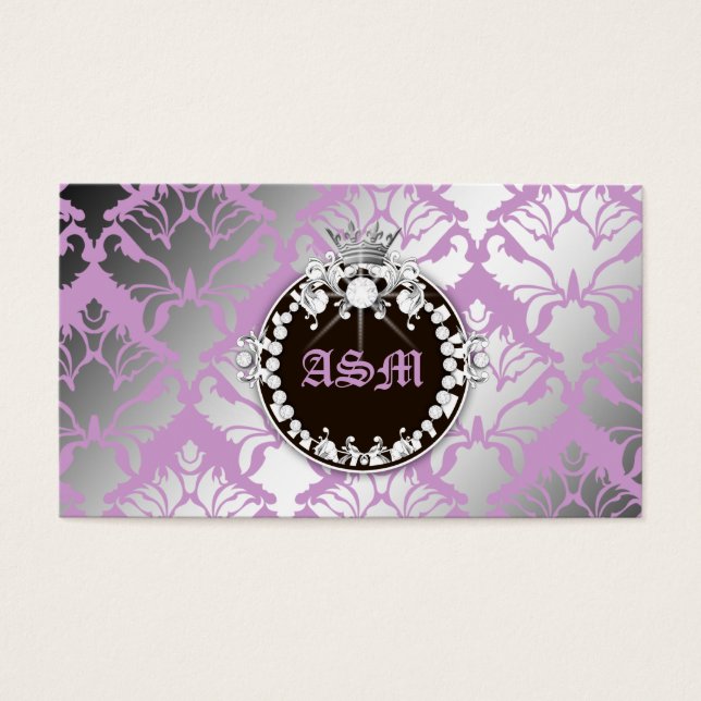 311-Damask Shimmer Queen Purple - Brown Medallion Visitkort (Framsidan)