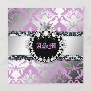 311-Damask Shimmer Queen Snöre n'Kisses Lila Inbjudningar