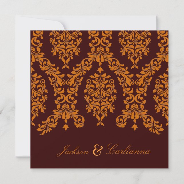 311 Dasch Damask Fresh Orange 5.25x5.25 Inbjudningar (Framsida)