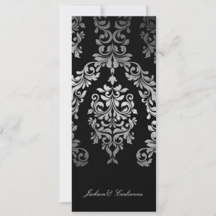 311 Dash Damask Faux Silver Anpassningsbar Inbjudningar