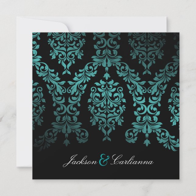 311-Dashing Damask | Havsträdgård på natten Inbjudningar (Framsida)