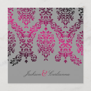 311-Dashing Damask Natt Magenta Ljusgrå Inbjudningar