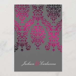 311-Dashing Damask Natt Magenta Mörkgrå Inbjudningar