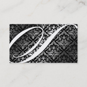 311-Dazzle mig damast - s-Monogramsvart Visitkort