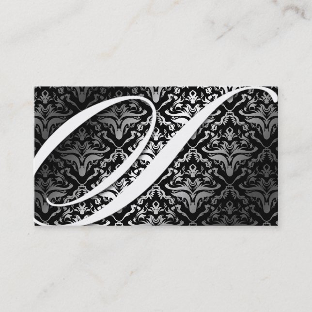 311-Dazzle mig damast - s-Monogramsvart Visitkort (Framsida)