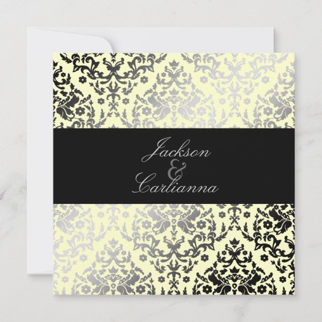 311-Dazzling Damask Buttercream Inbjudningar (Framsida)