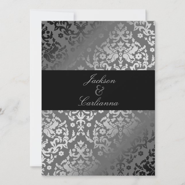 311-Dazzling Damask Grått Storm Inbjudan 5,5x7,5 (Framsida)