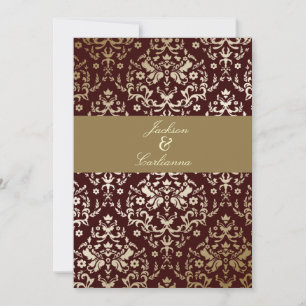 311 Dazzling Damask Guld elfenbensfärgat Inbjudningar