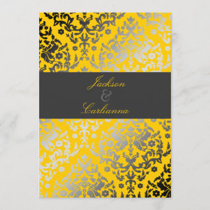 311 Dazzling Damask-Gult Grått Band av kol Inbjudningar