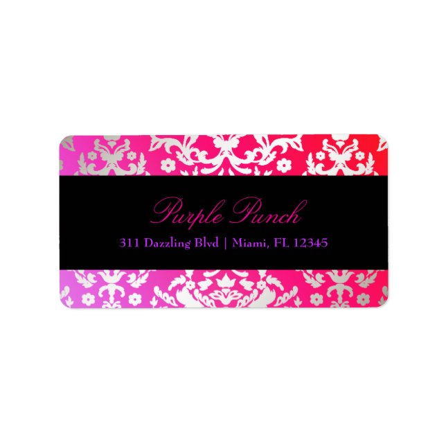 311-Dazzling Damask-Lila Slår Adressetikett (Framsidan)