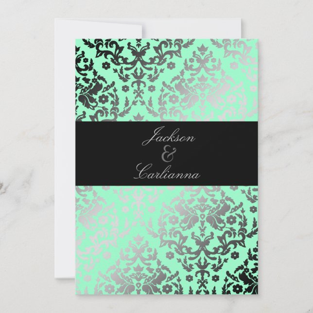 311 Dazzling Damask Mint Inbjudningar (Framsida)