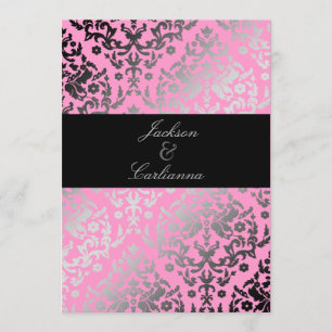 311 Dazzling Damask Rosa Flamingo Inbjudningar