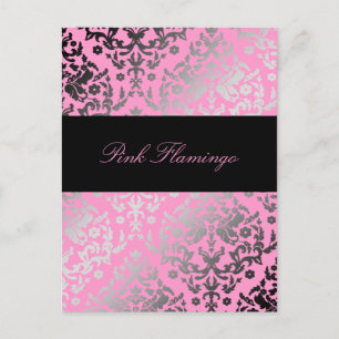 311-Dazzling Damask Rosa Flamingo Vykort