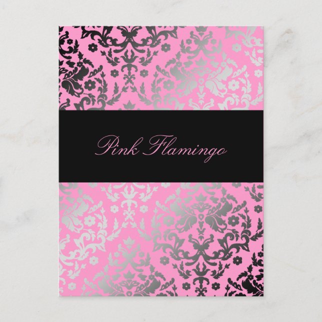 311-Dazzling Damask Rosa Flamingo Vykort (Framsida)