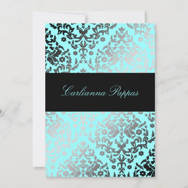 311 Dazzling Damask Turcoise Blue Inbjudningar (Framsida)