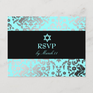 311 Dazzling Damask Turcoise Blue Star of David OSA Kort