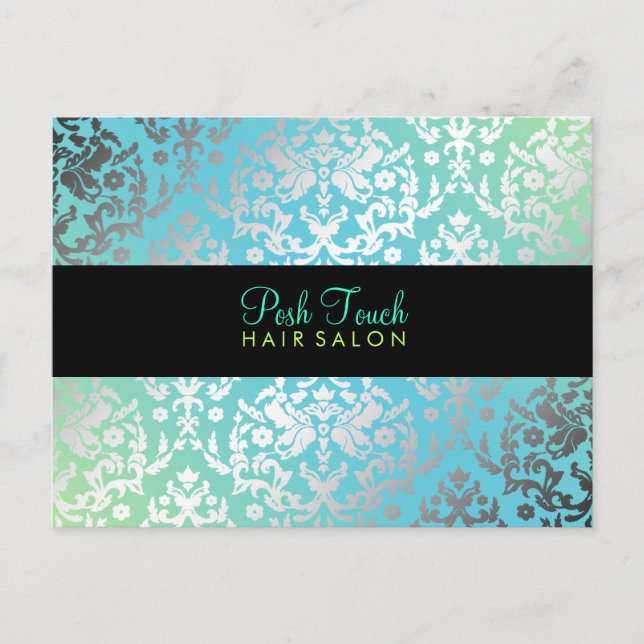 311 Dazzling Damask Turcos & Lime Black Vykort (Framsida)