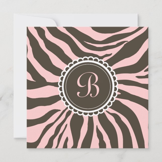 311- Delectable Sweet - Brown n'Rosa Zebra Inbjudningar (Framsida)