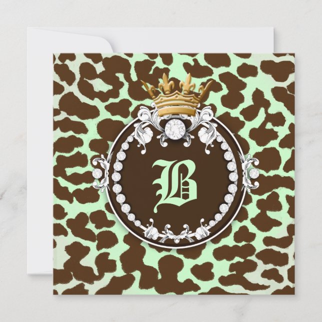 311 Diamond Medallion Leopard Brown Mint-Grönt Inbjudningar (Framsida)