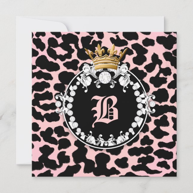 311 Diamond Medallion Leopard Peach Inbjudningar (Framsida)