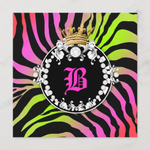 311 Diamond Medallion Zebra Neon Cherry Inbjudningar