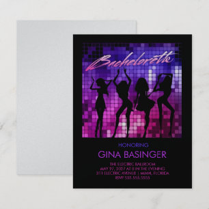 311 Disco Bachelorette Dancing Girls Metallic Inbjudningar