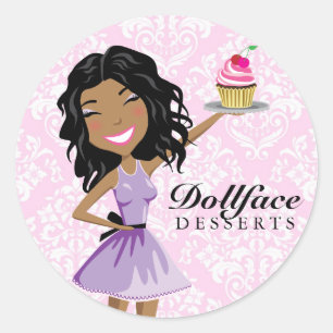 311 Dollface Desserts Ebonie Rosa Damask Runt Klistermärke