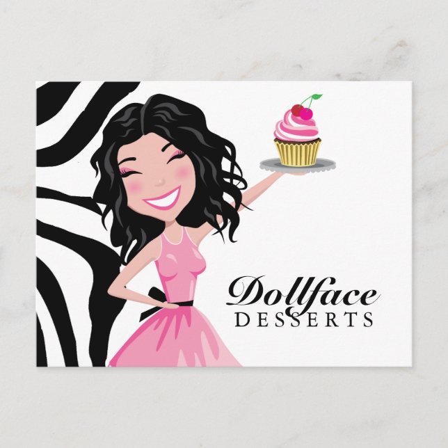 311 Dollface Desserts Kohlie Zebra Vykort (Framsida)
