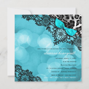 311 Dream i Ljus Leopard & Snöre Aqua Inbjudningar