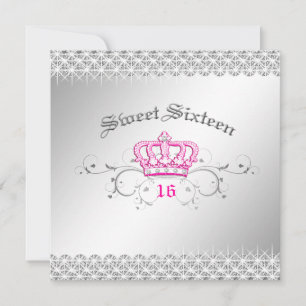 311-Drottning för en dag Sweet sixteen Rosa Inbjudningar