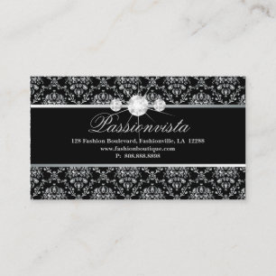 311 Elegant Judiska diamanter Silver Black Damask Visitkort