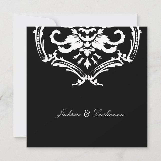 311 Exquisite Black Damask Inbjudan (Framsida)