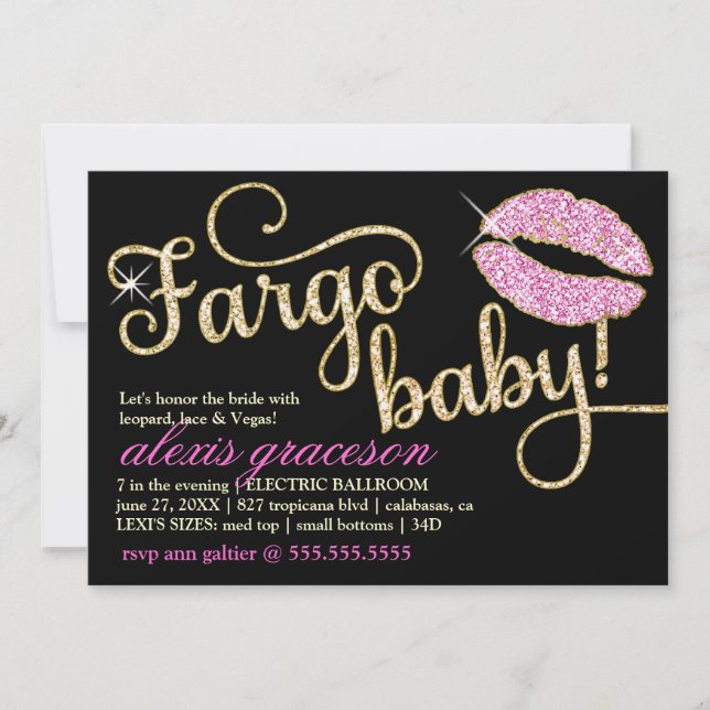 311 Fargo Baby Glitzy Kiss Metallic Inbjudningar (Framsida)