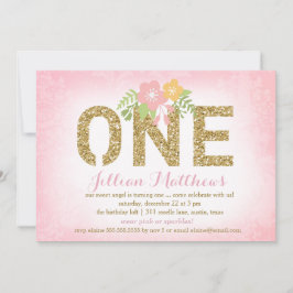 311 Faux Guld Glitter en första födelsedag Inbjudningar